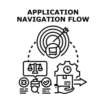 Application navigation flow concept designing user experience Stock Illustration