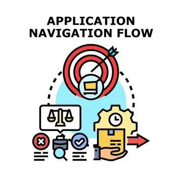 Application navigation flow concept designing user experience Stock Illustration