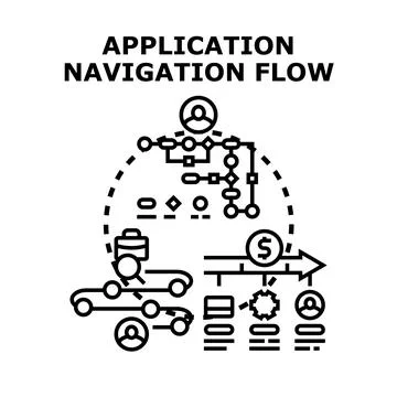 Application navigation flow developing user interface process Stock Illustration