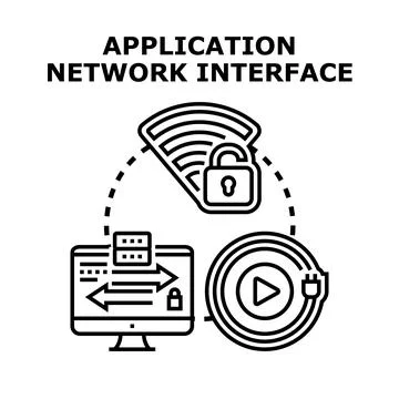 Application network interface concept illustrating digital connection 스톡 일러스트