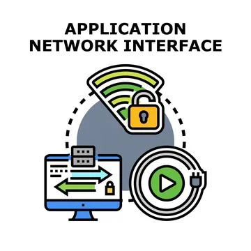 Application network interface concept illustrating digital connection Stock Illustration