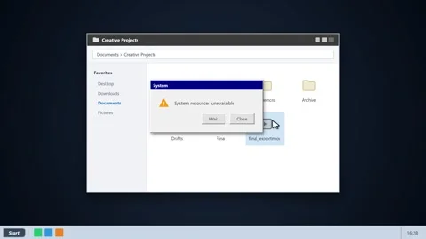 Application not responding error on computer desktop interface. 4K Stock Footage 341694342