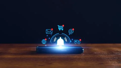 Application notification alert concept. Business people using smartphone wi.. Stock Photos