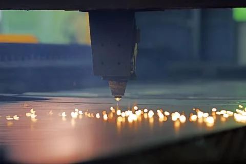 Application of numerical control machine in cutting steel plate 스톡 사진