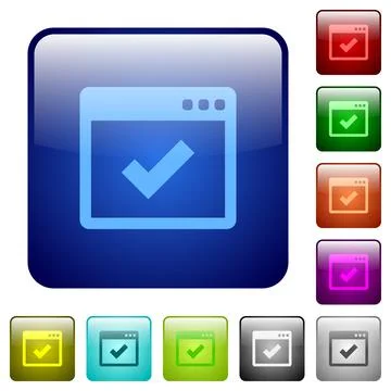 Application ok color square buttons 스톡 일러스트