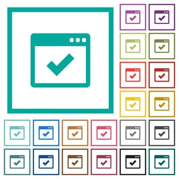 Application ok flat color icons with quadrant frames 库存插图