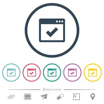 Application ok flat color icons in round outlines Stock Illustration