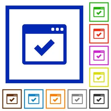 Application ok flat framed icons Illustrazione stock