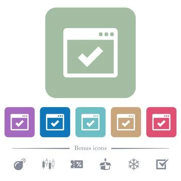 Application ok flat icons on color rounded square backgrounds イラスト素材