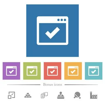 Application ok flat white icons in square backgrounds 库存插图