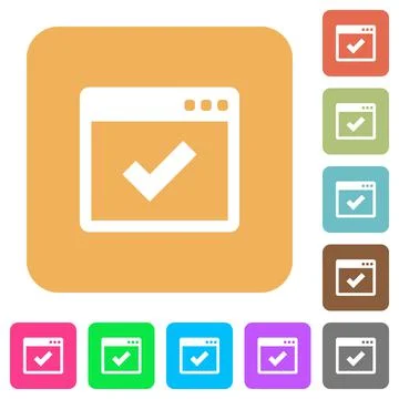 Application ok rounded square flat icons Illustrazione stock