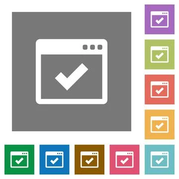 Application ok square flat icons Stock Illustration