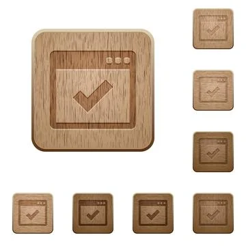 Application ok wooden buttons 스톡 일러스트