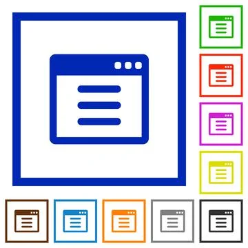 Application options flat framed icons Illustrazione stock