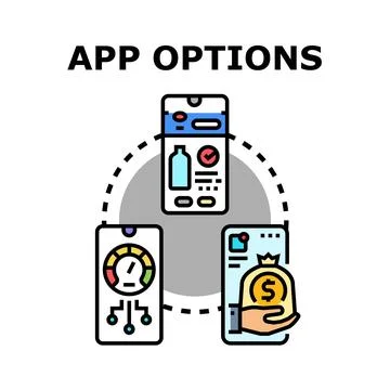 Application options managing mobile settings and services 스톡 일러스트