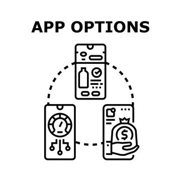 Application options managing mobile settings and services Stock Illustration