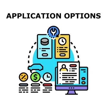 Application options selection process and service management Stock Illustration