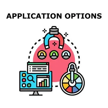 Application options for user selection and marketing Stock Illustration