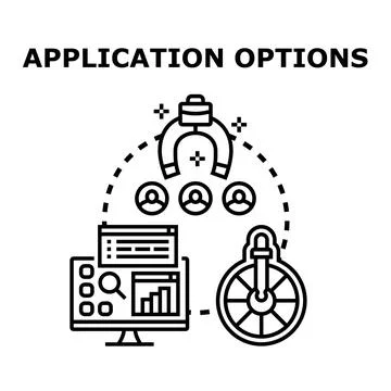 Application options for user selection and marketing Stock Illustration