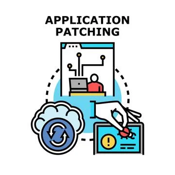 Application patching process improving digital security Illustrazione stock