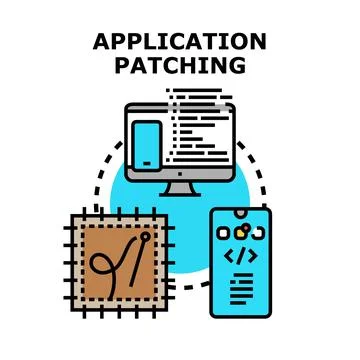 Application patching updating software for digital devices concept 库存插图