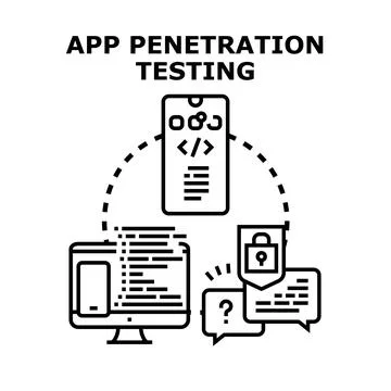 Application penetration testing concept for mobile and computer security Illustrazione stock