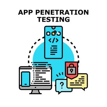 Application penetration testing concept for mobile and computer security Stock Illustration