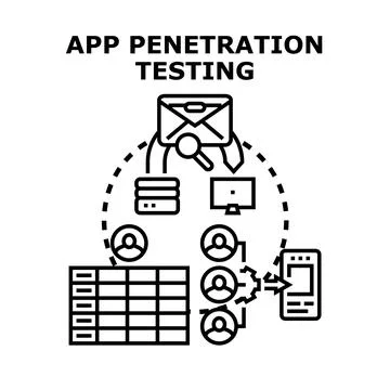 Application penetration testing cyber security concept Stock Illustration