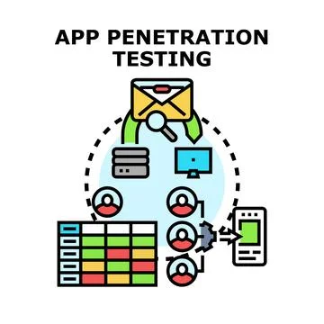 Application penetration testing cyber security concept Stock Illustration