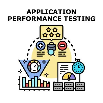Application performance testing process and optimization concept Illustrazione stock