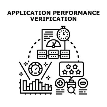 Application performance verification and quality testing concept Stockillustratie