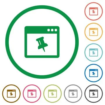 Application pin flat icons with outlines Stock Illustration