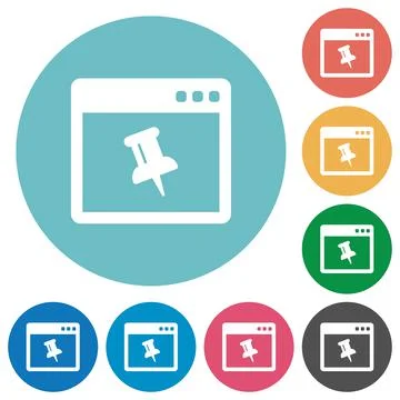 Application pin flat round icons Stock Illustration