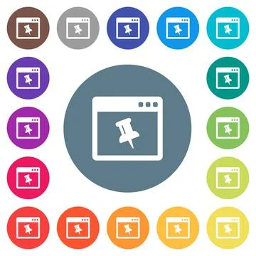 Application pin flat white icons on round color backgrounds Stock Illustration