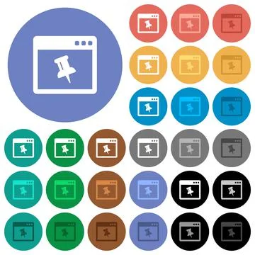 Application pin round flat multi colored icons Stock Illustration