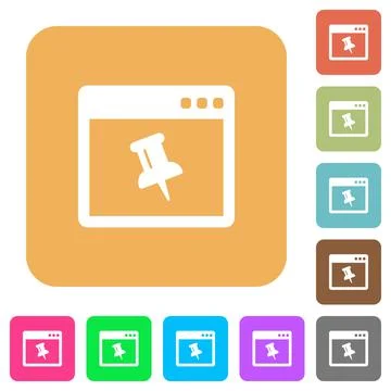 Application pin rounded square flat icons Illustrazione stock