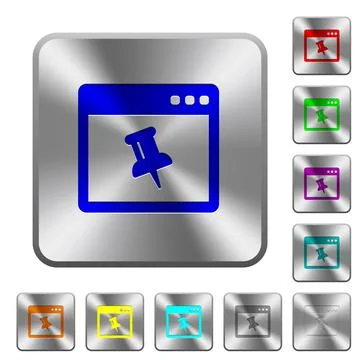 Application pin rounded square steel buttons Illustrazione stock