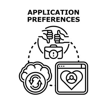 Application preferences concept with digital settings and feedback Stock Illustration