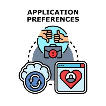 Application preferences concept with digital settings and feedback Stock Illustration