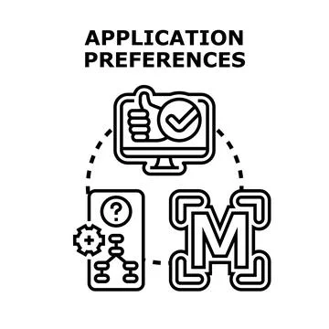 Application preferences managing software development settings 库存插图