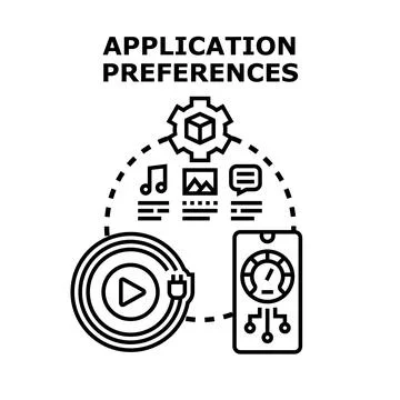 Application preferences managing software settings and customization Illustrazione stock