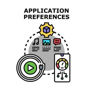 Application preferences managing software settings and customization Stock Illustration