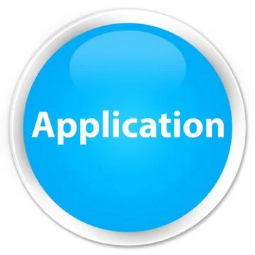 Application premium cyan blue round button Stock Illustration