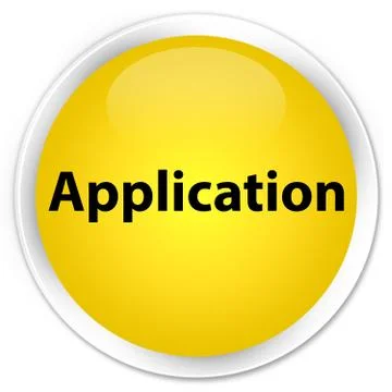 Application premium yellow round button Stock Illustration