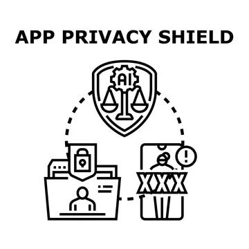 Application privacy shield protecting personal data online Stock Illustration