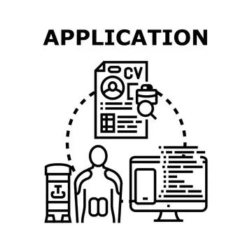 Application process concept with cv and computer Stock Illustration
