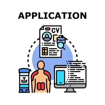 Application process concept with cv and computer Illustration