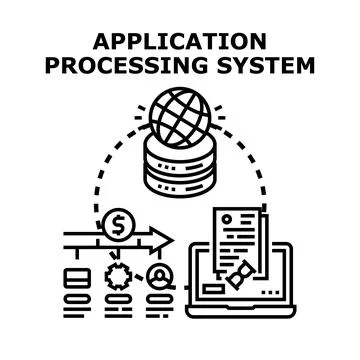 Application processing system managing digital data workflow Stock Illustration