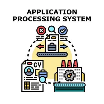 Application processing system selecting job candidate curriculum vitae Stock Illustration