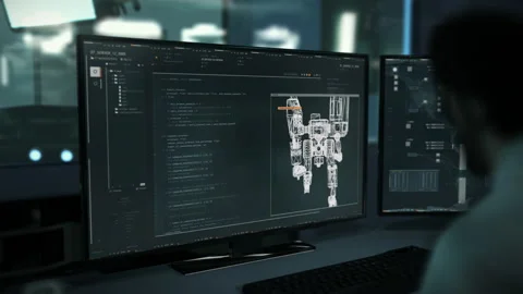 Application Programmer Connects To Coding Scripts Server For Robot Control Stock Footage 204999675